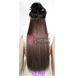 Extensie de par cu 5 Clips On delux dubla dreapta de 70 cm, Saten inchis mixt 8955230